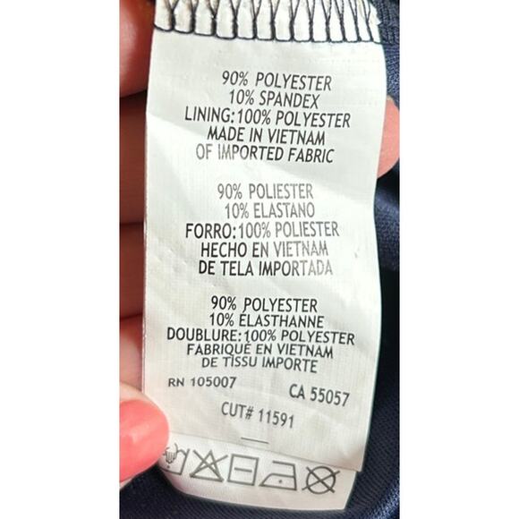 Marina Cocktail Dress Navy Blue Lace Sequin Embellishments V-Neck Size 10 - Picture 8 of 10